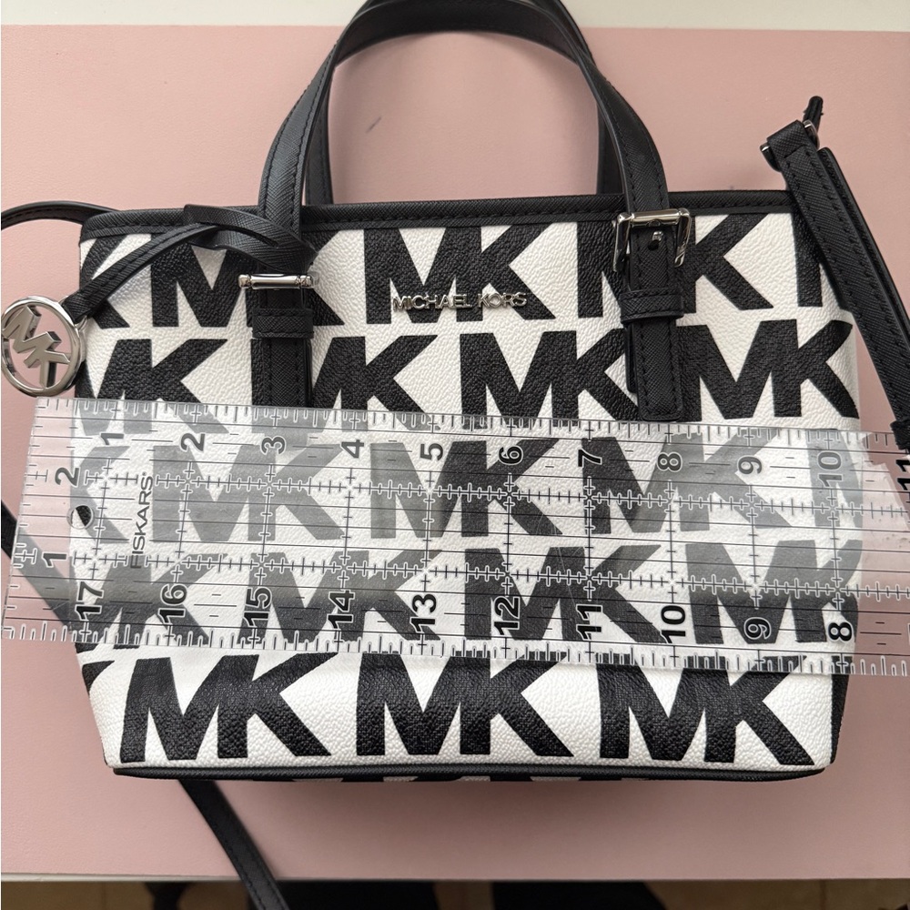 Michael Kors Black & White MK Logo Mini Tote - Picture 4 of 4